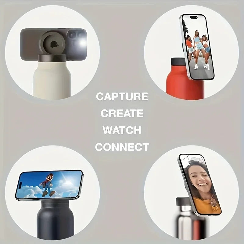 Waterbottle with magnetic cell phone holder