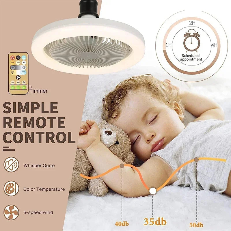 Smart 3-in-1 Ceiling Fan with Remote Control Lighting Lamp 25cm