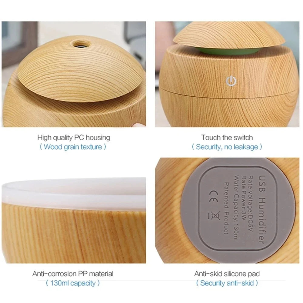 Humidifier Electric Air Aroma Diffuser Wood